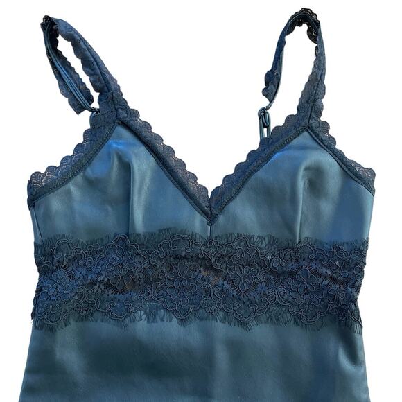 Y2K Faux Black Leather Lace Babydoll Mini Dress Small Dark Romance Whimsigoth - Picture 2 of 8